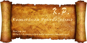 Kvasznicza Petróniusz névjegykártya